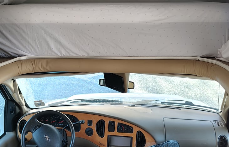 Over cab sleeping has 2 shelves for additional storage.