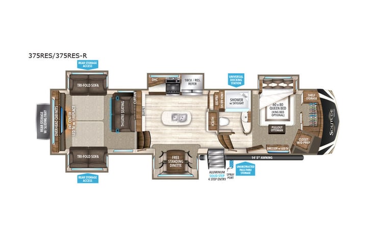 Representative floor plan provided by a trusted RVshare partner.