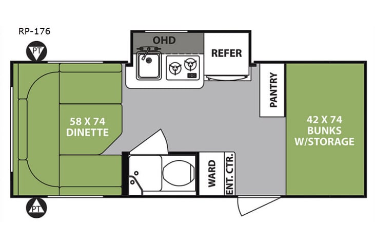 Representative floor plan provided by a trusted RVshare partner.