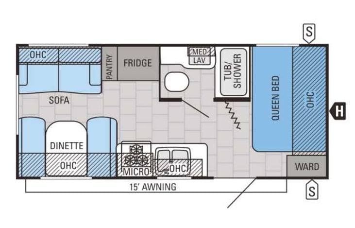 Representative floor plan provided by a trusted RVshare partner.