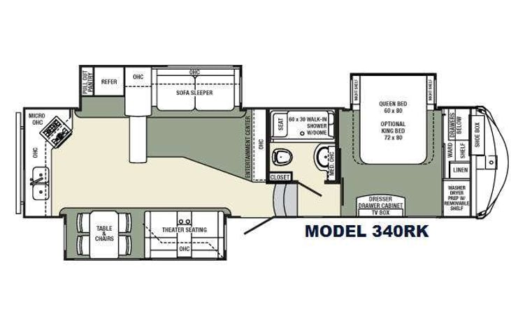 Representative floor plan provided by a trusted RVshare partner.