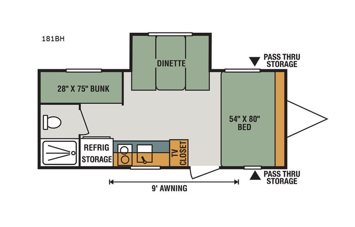 Representative floor plan provided by a trusted RVshare partner.