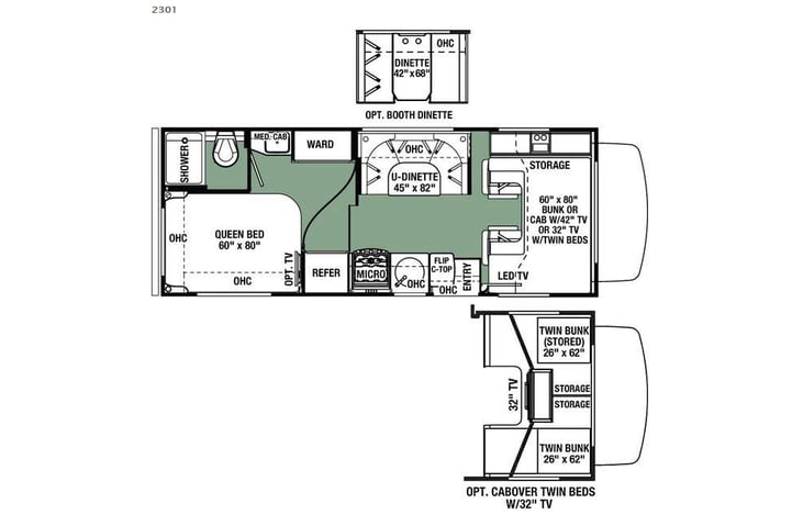 Representative floor plan provided by a trusted RVshare partner.