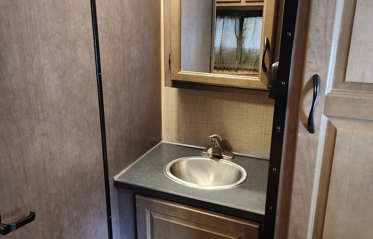 Bathroom sink and cabinets