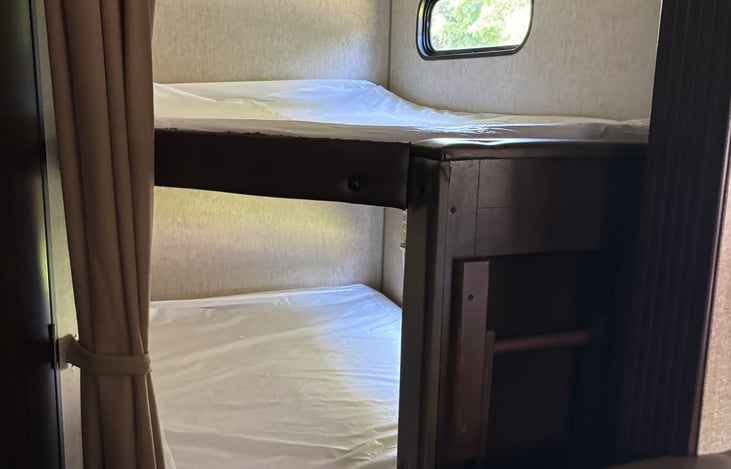 Double bunks sleep 2 children comfortably or 2 cozying adults.