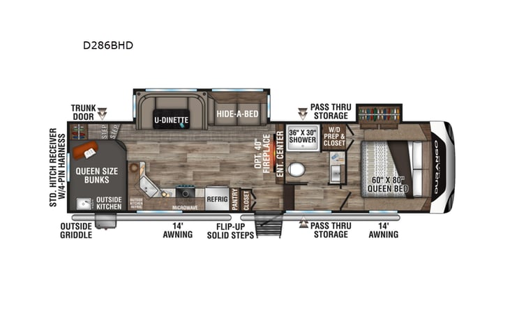 Representative floor plan provided by a trusted RVshare partner.