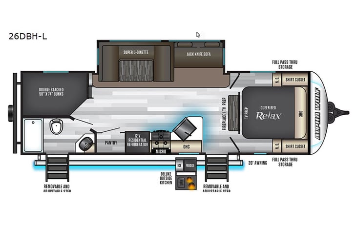 Representative floor plan provided by a trusted RVshare partner.
