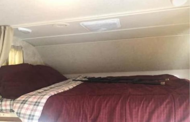 Above drivers area bunk, large enough for two adults.