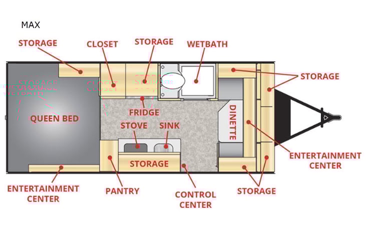Representative floor plan provided by a trusted RVshare partner.