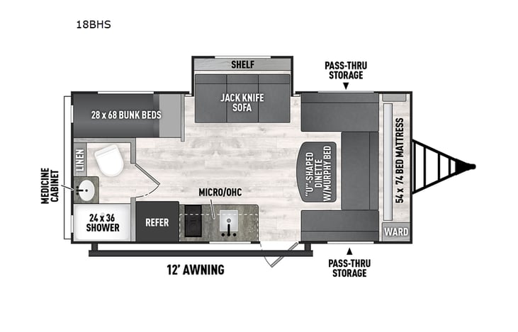 Representative floor plan provided by a trusted RVshare partner.