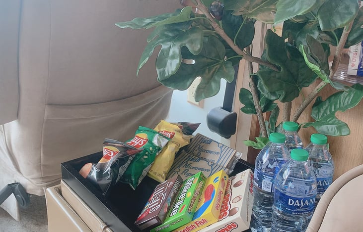 Complimentary snack tray to get your trip started "in-style!"