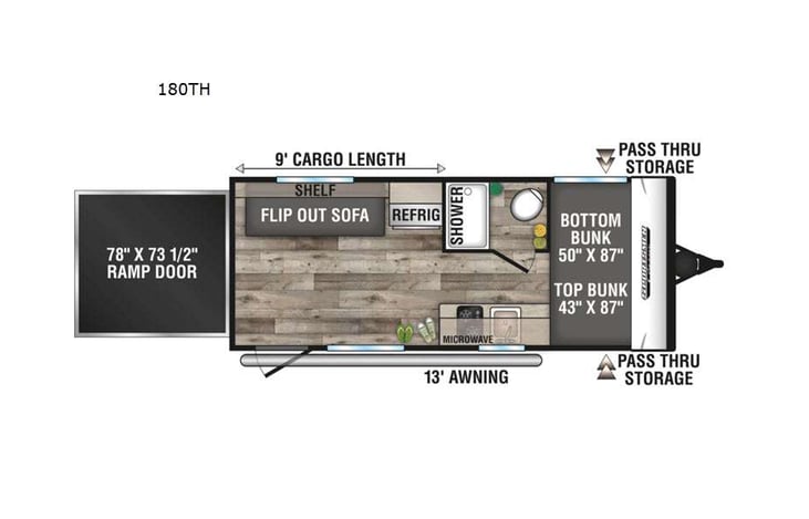 Representative floor plan provided by a trusted RVshare partner.