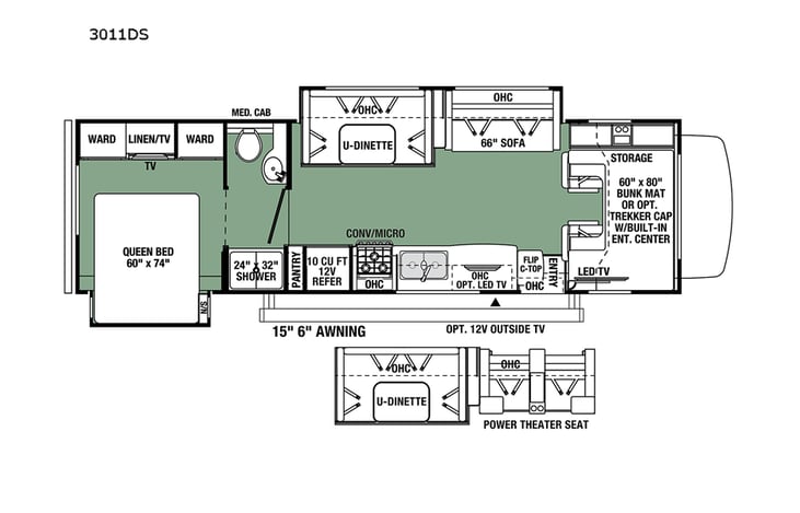 Representative floor plan provided by a trusted RVshare partner.
