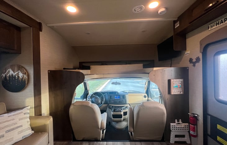 cab view with captain chair seating