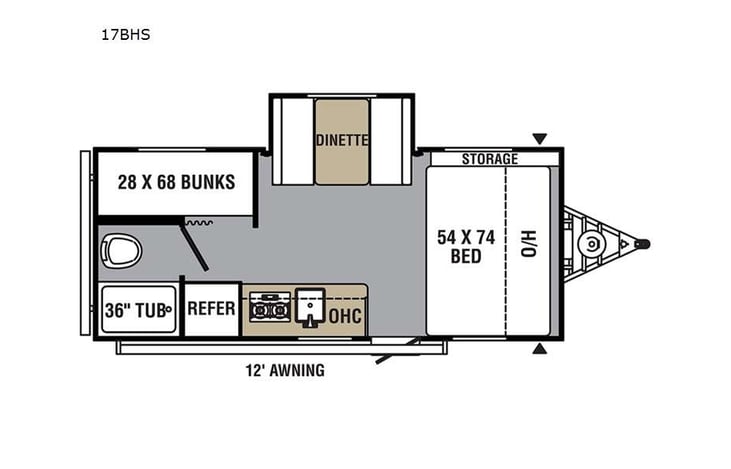 Representative floor plan provided by a trusted RVshare partner.
