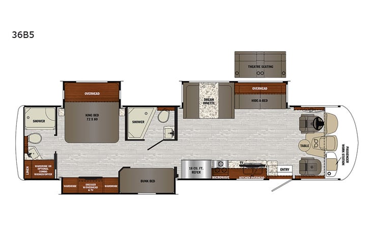Representative floor plan provided by a trusted RVshare partner.