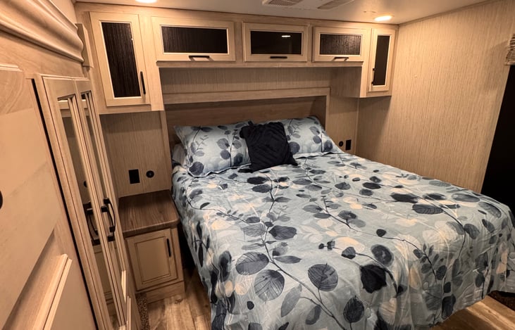 Master bedroom from the main bathroom.