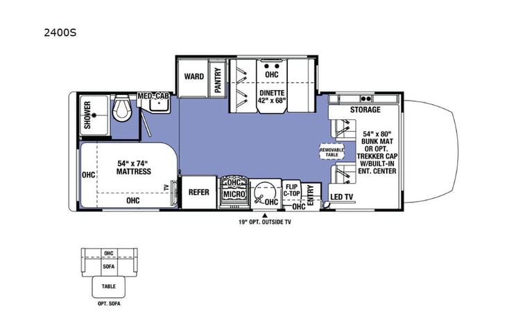 Representative floor plan provided by a trusted RVshare partner.