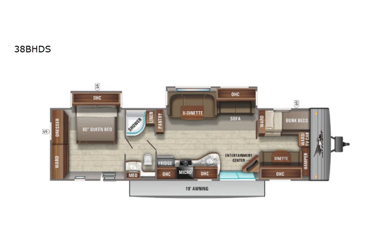 Representative floor plan provided by a trusted RVshare partner.