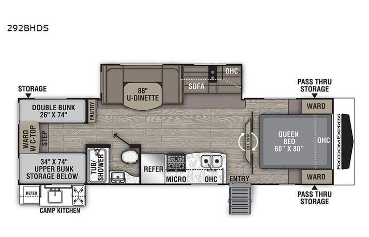 Representative floor plan provided by a trusted RVshare partner.