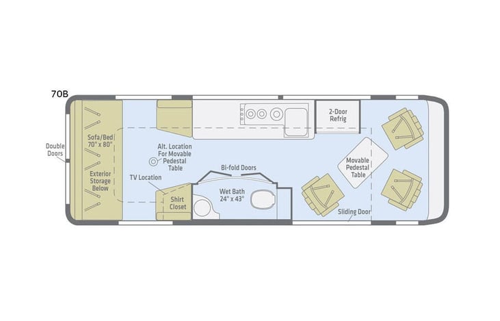 Representative floor plan provided by a trusted RVshare partner.