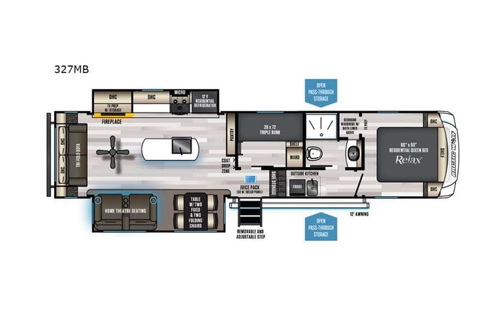 Representative floor plan provided by a trusted RVshare partner.