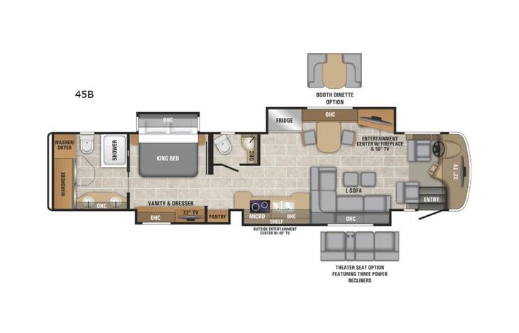 Representative floor plan provided by a trusted RVshare partner.