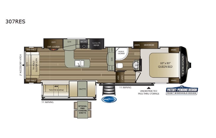 Representative floor plan provided by a trusted RVshare partner.