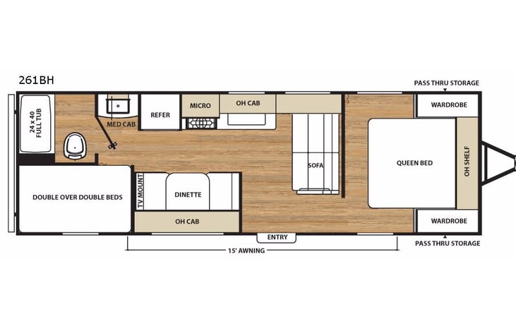 Representative floor plan provided by a trusted RVshare partner.