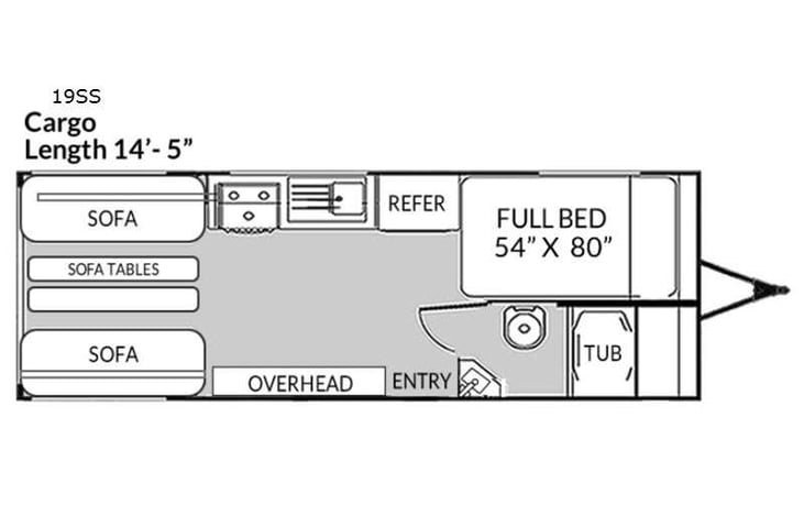Representative floor plan provided by a trusted RVshare partner.