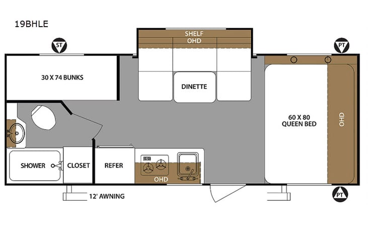 Representative floor plan provided by a trusted RVshare partner.