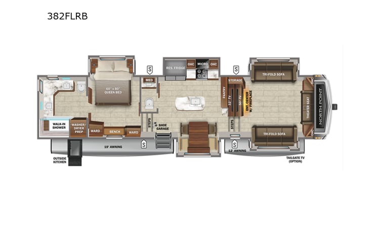 Representative floor plan provided by a trusted RVshare partner.
