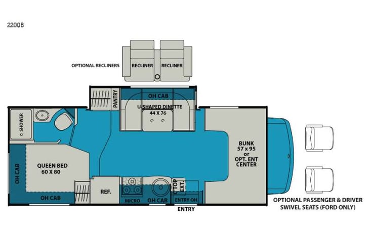 Representative floor plan provided by a trusted RVshare partner.