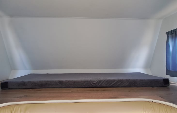 Over cab sleeping has 3 levered shelves for additional storage (not pictured.)