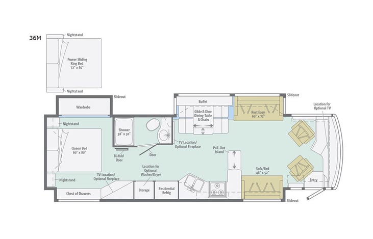 Representative floor plan provided by a trusted RVshare partner.
