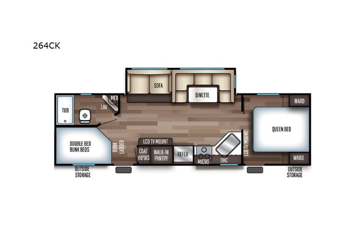 Representative floor plan provided by a trusted RVshare partner.