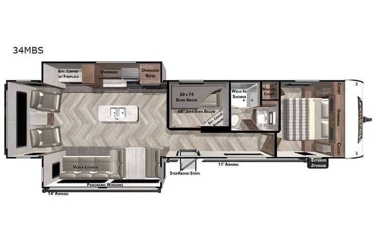 Representative floor plan provided by a trusted RVshare partner.