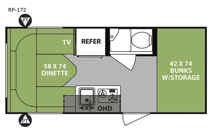 Representative floor plan provided by a trusted RVshare partner.