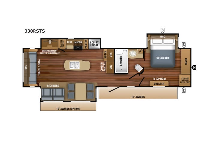 Representative floor plan provided by a trusted RVshare partner.