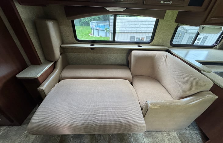 The couch extended into the bed.