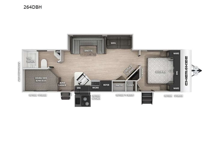 Representative floor plan provided by a trusted RVshare partner.