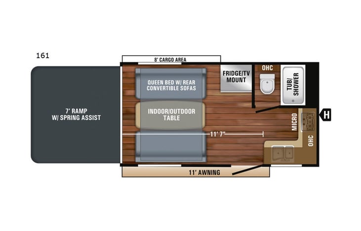 Representative floor plan provided by a trusted RVshare partner.