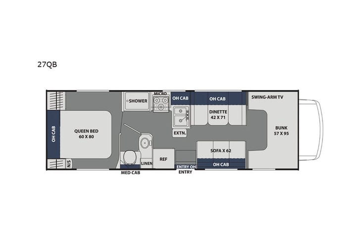 Representative floor plan provided by a trusted RVshare partner.