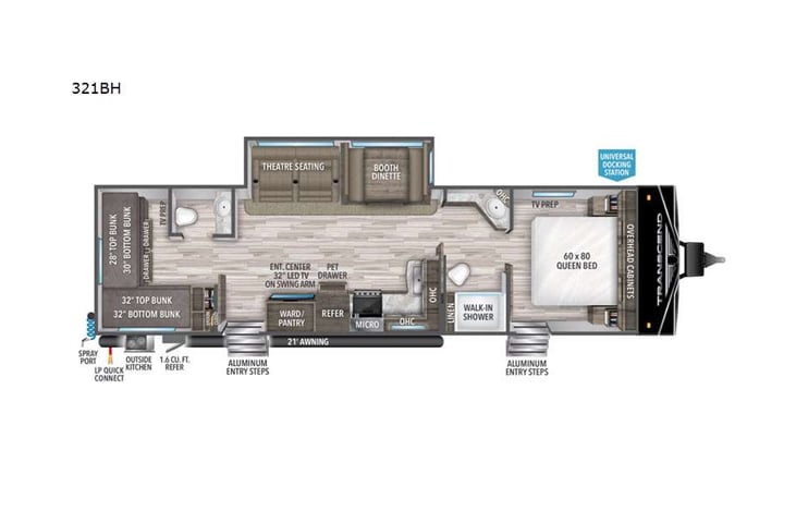 Representative floor plan provided by a trusted RVshare partner.