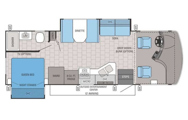 Representative floor plan provided by a trusted RVshare partner.