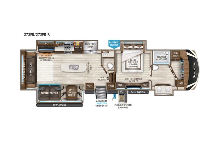 Representative floor plan provided by a trusted RVshare partner.