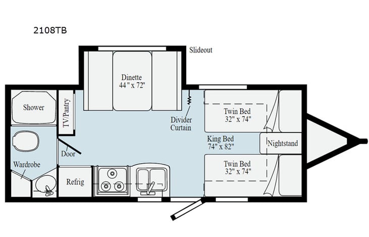 Representative floor plan provided by a trusted RVshare partner.
