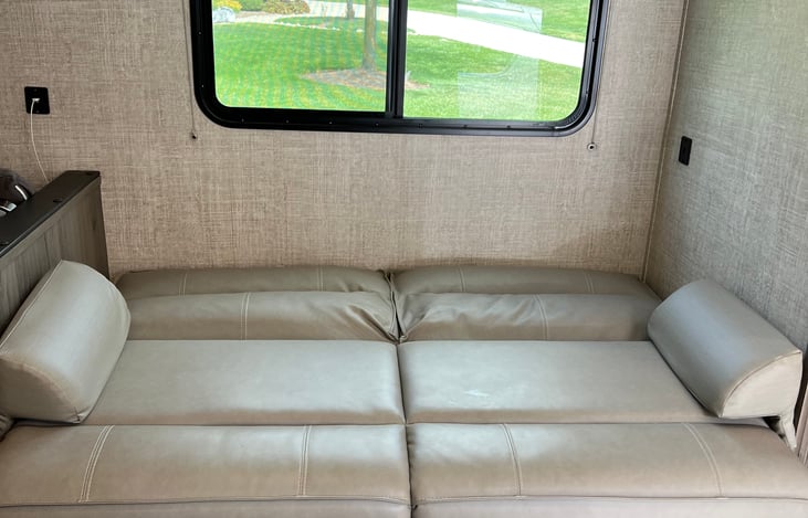 couch in main living area folded out