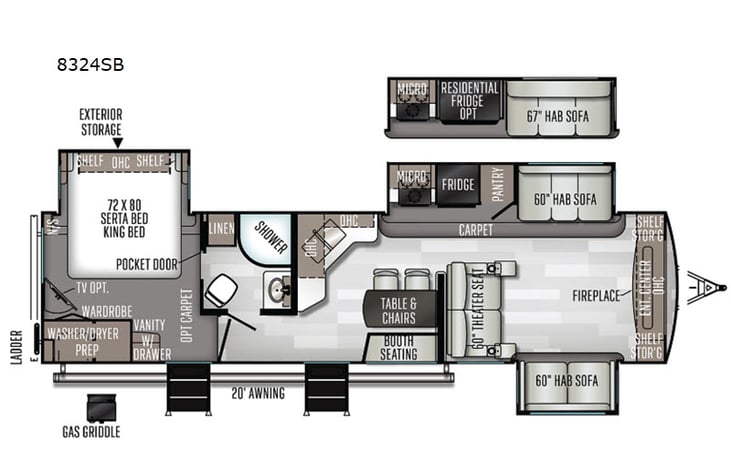 Representative floor plan provided by a trusted RVshare partner.