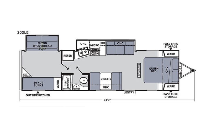 Representative floor plan provided by a trusted RVshare partner.